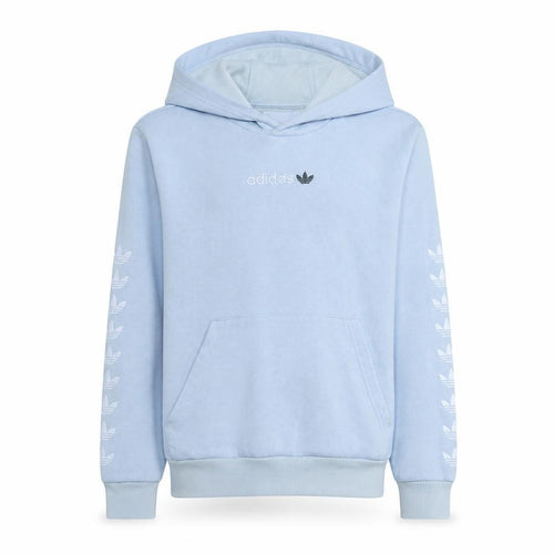 Adidas Girls Light Blue Pullover Hoodie Size 13-14 Years Fleece Lined