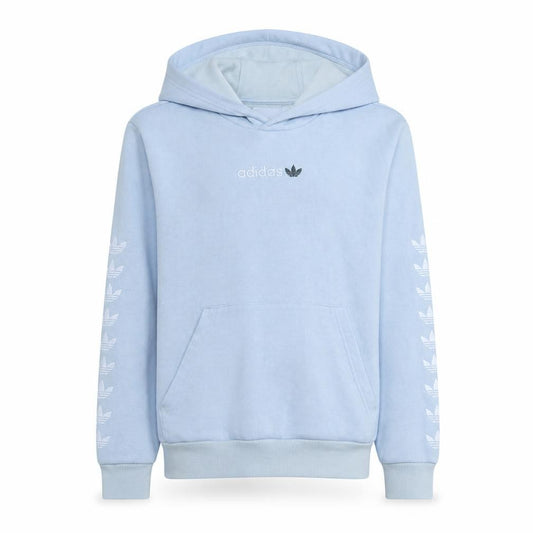 Adidas Girls Light Blue Pullover Hoodie Size 13-14 Years Fleece Lined