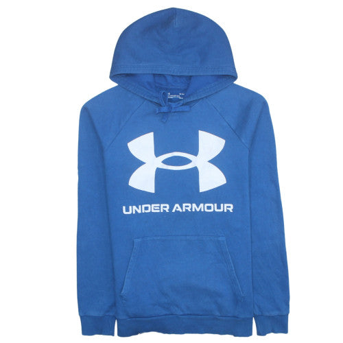 Under Armour Mens Blue Pullover Hoodie L Logo Fleece Sportswear