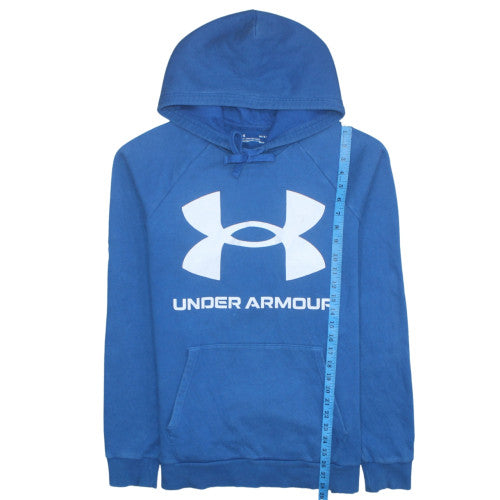Under Armour Mens Blue Pullover Hoodie L Logo Fleece Sportswear