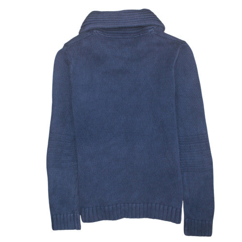 Hilfiger Denim Men's Blue Shawl Collar Knit Jumper Size L
