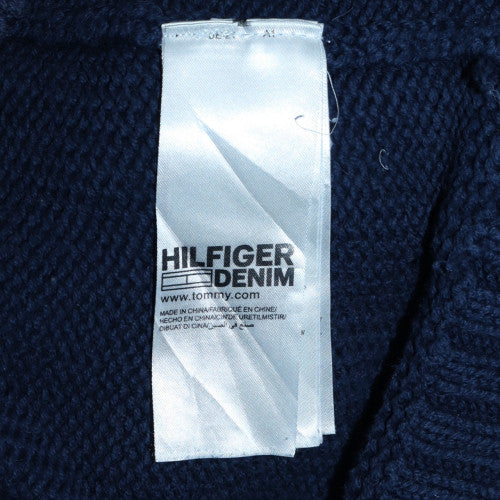 Hilfiger Denim Men's Blue Shawl Collar Knit Jumper Size L