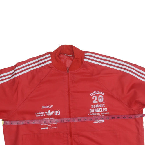 Adidas Men's Red Retro Bomber Jacket Size 54 Polyester Full Zip