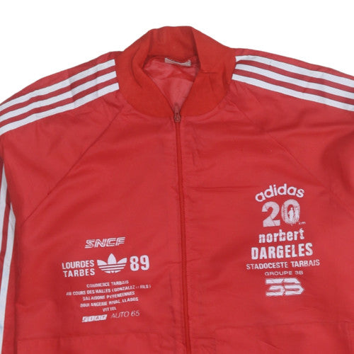 Adidas Men's Red Retro Bomber Jacket Size 54 Polyester Full Zip