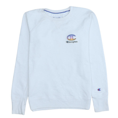 Champion Womens White Small Crew Neck Pullover Sweatshirt