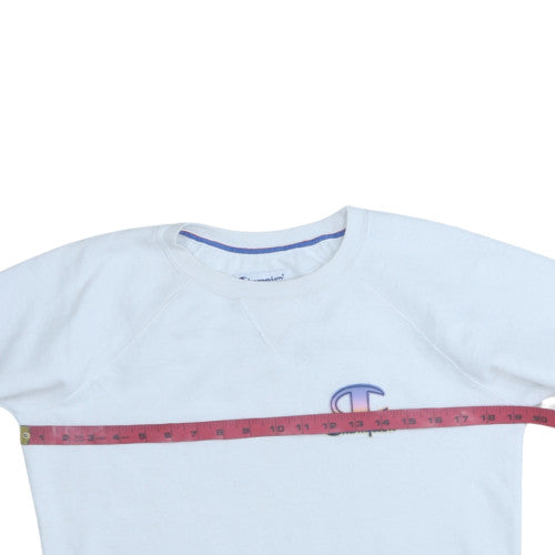Champion Womens White Small Crew Neck Pullover Sweatshirt