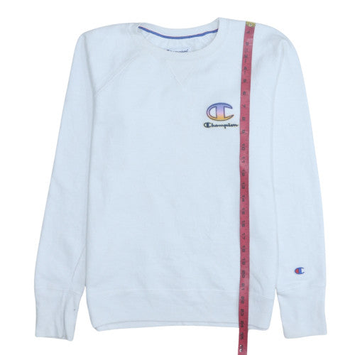 Champion Womens White Small Crew Neck Pullover Sweatshirt