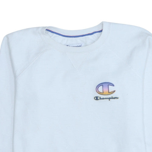 Champion Womens White Small Crew Neck Pullover Sweatshirt