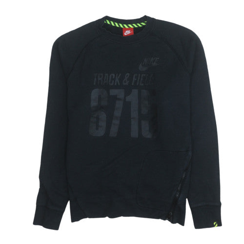 Nike Men's Black Track & Field Sweatshirt M Pullover Zip Sports Fleece