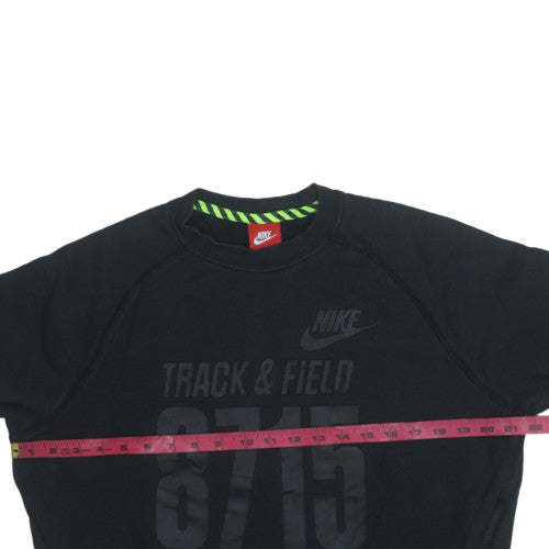 Nike Men's Black Track & Field Sweatshirt M Pullover Zip Sports Fleece