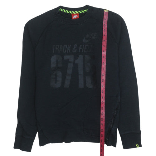 Nike Men's Black Track & Field Sweatshirt M Pullover Zip Sports Fleece