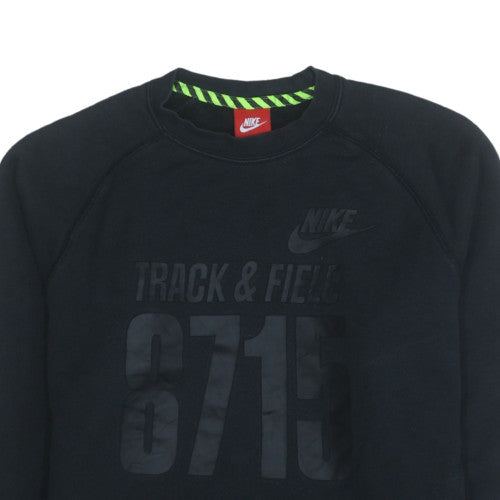 Nike Men's Black Track & Field Sweatshirt M Pullover Zip Sports Fleece