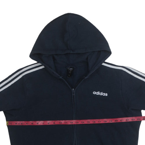 Adidas Men Blue Full Zip Hooded Sweatshirt L Fleece Regular Fit