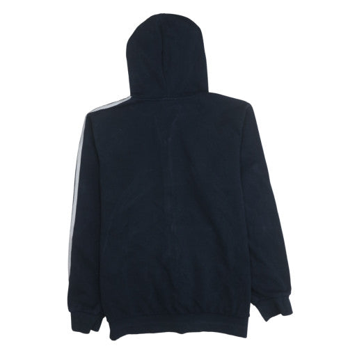 Adidas Men Blue Full Zip Hooded Sweatshirt L Fleece Regular Fit