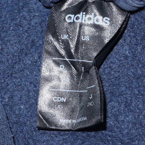 Adidas Men Blue Full Zip Hooded Sweatshirt L Fleece Regular Fit
