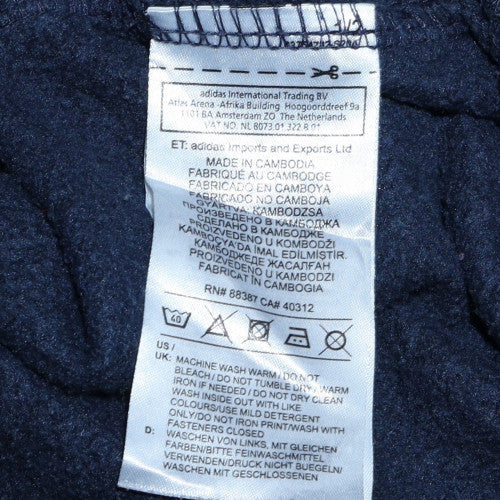 Adidas Men Blue Full Zip Hooded Sweatshirt L Fleece Regular Fit