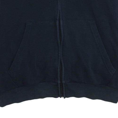 Adidas Men Blue Full Zip Hooded Sweatshirt L Fleece Regular Fit