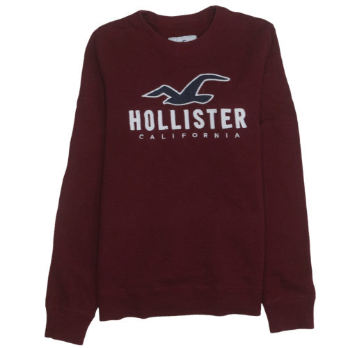Hollister Womens Burgundy Pullover Sweatshirt Small Logo Cotton Blend