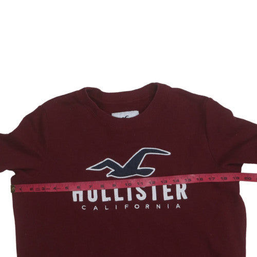 Hollister Womens Burgundy Pullover Sweatshirt Small Logo Cotton Blend
