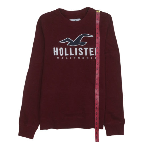 Hollister Womens Burgundy Pullover Sweatshirt Small Logo Cotton Blend