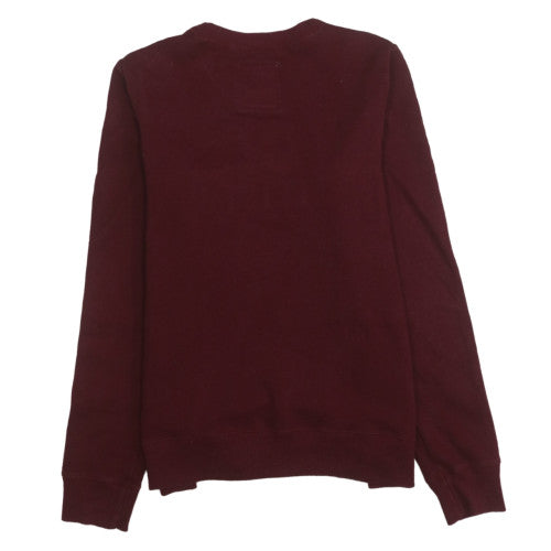 Hollister Womens Burgundy Pullover Sweatshirt Small Logo Cotton Blend