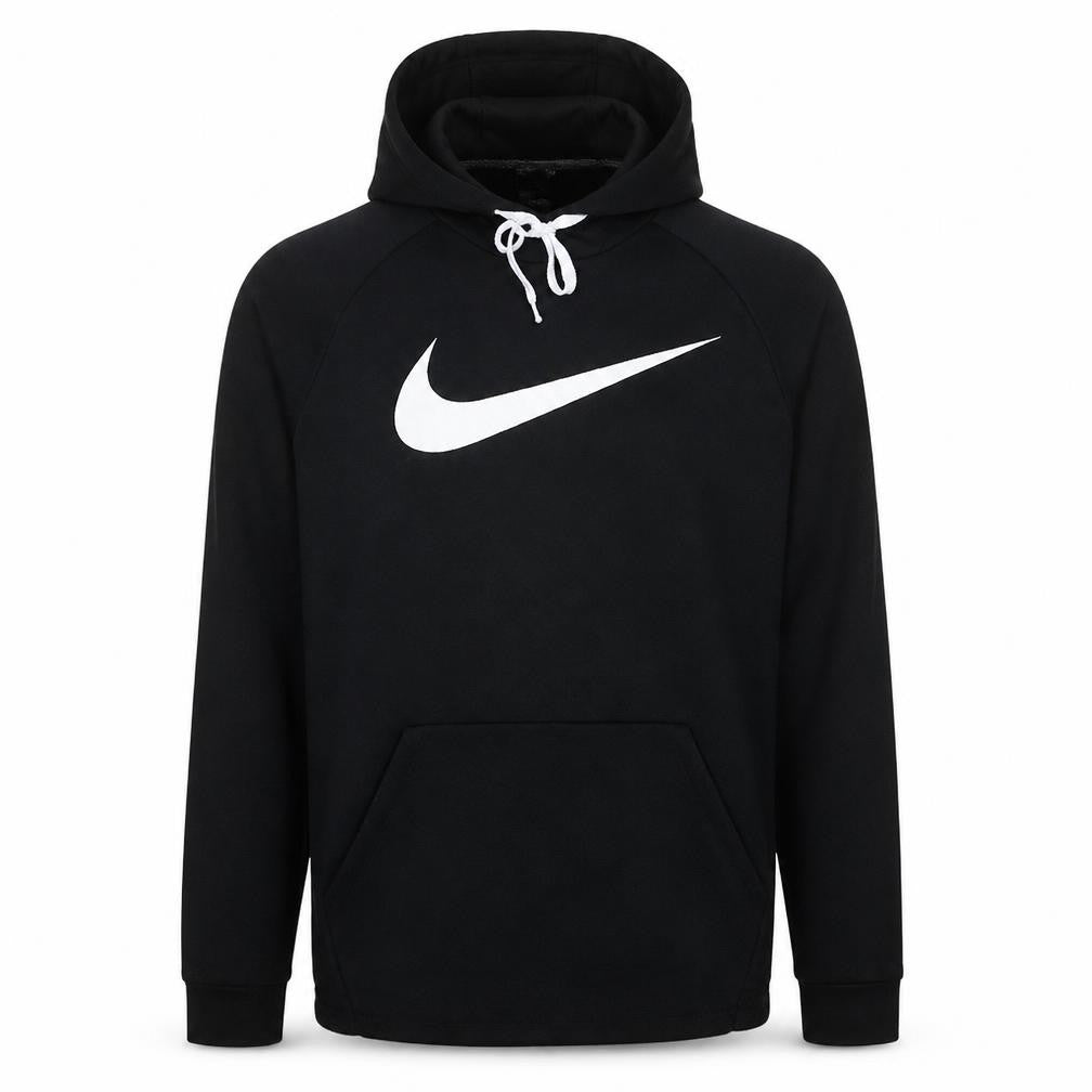 Front view of Nike Men Black Pullover Hoodie Medium Dri-FIT Sports Fleece