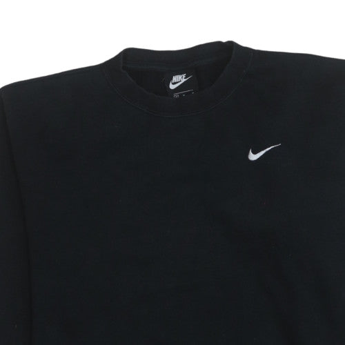 Nike Men's Black Crew Neck Sweatshirt L Cotton Blend Logo Pullover