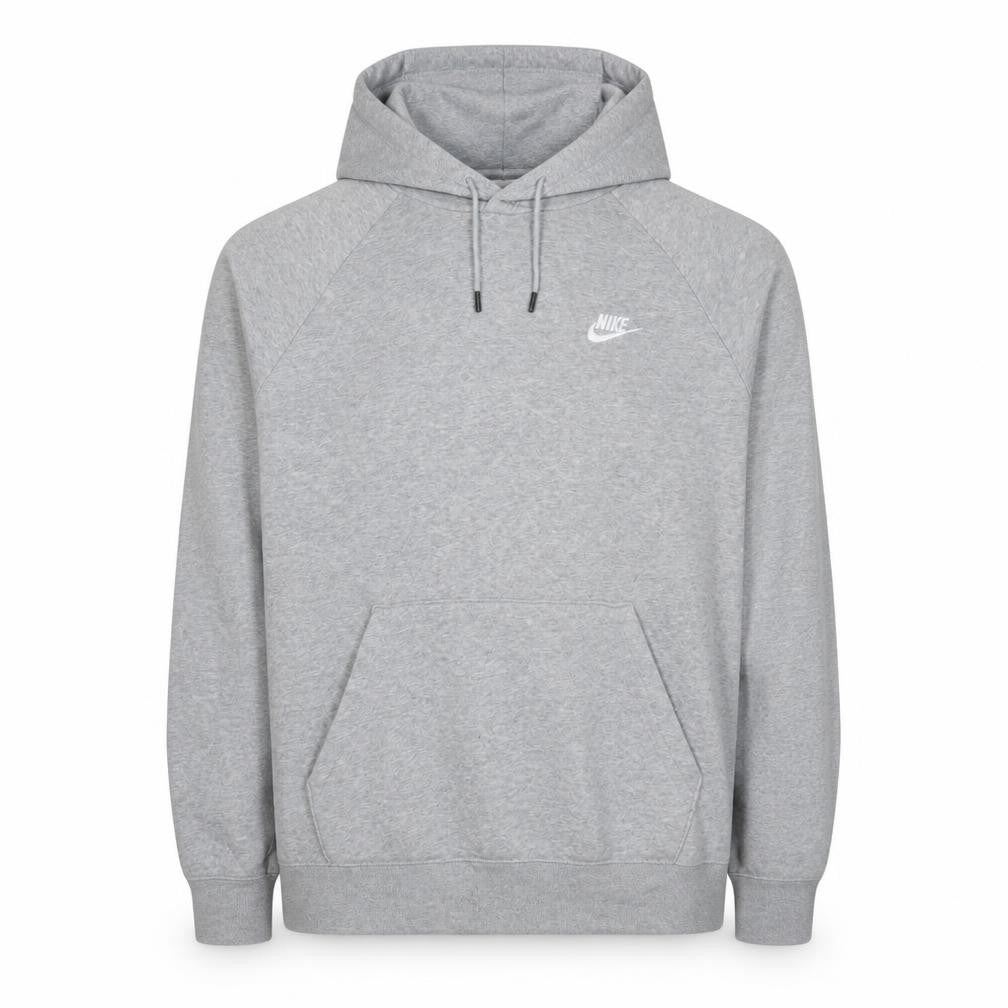 Front view of Nike Men's Grey 2XL Pullover Hoodie Classic Logo Cotton Blend