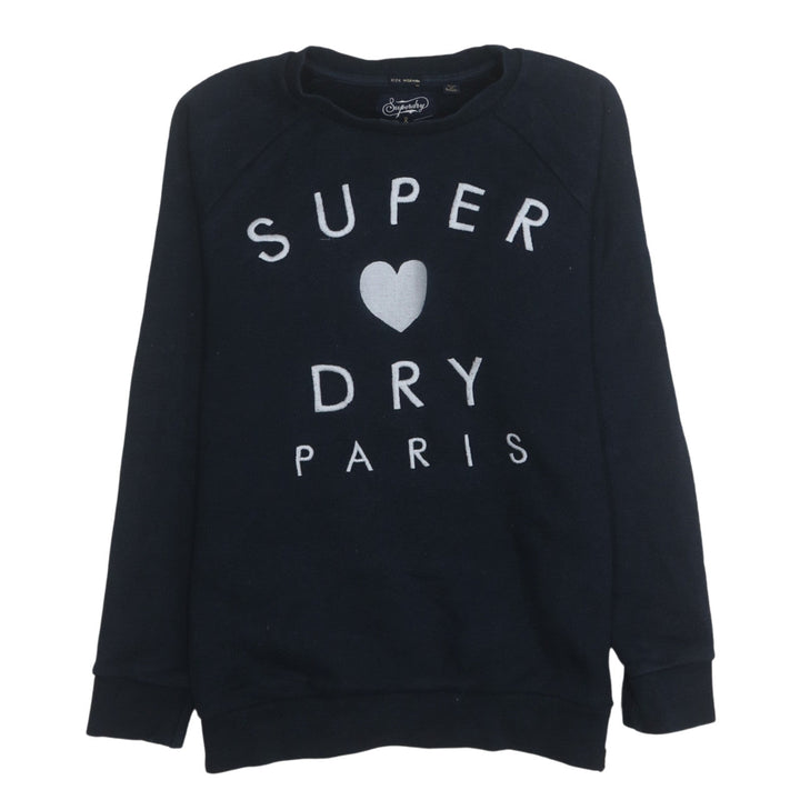 Superdry Women Navy Blue Paris Logo Pullover Sweatshirt Size M
