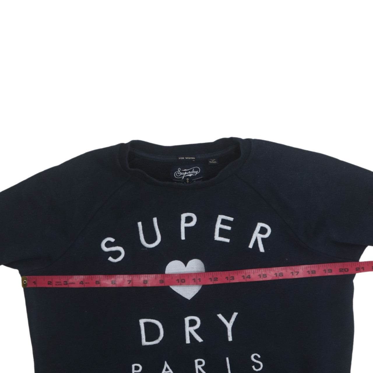 Superdry Women Navy Blue Paris Logo Pullover Sweatshirt Size M