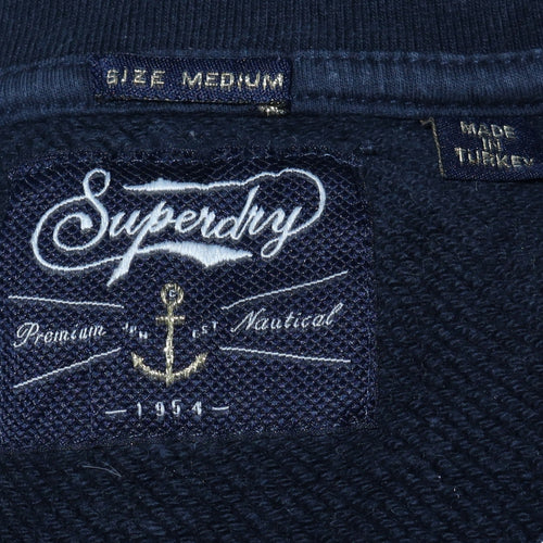 Superdry Women Navy Blue Paris Logo Pullover Sweatshirt Size M