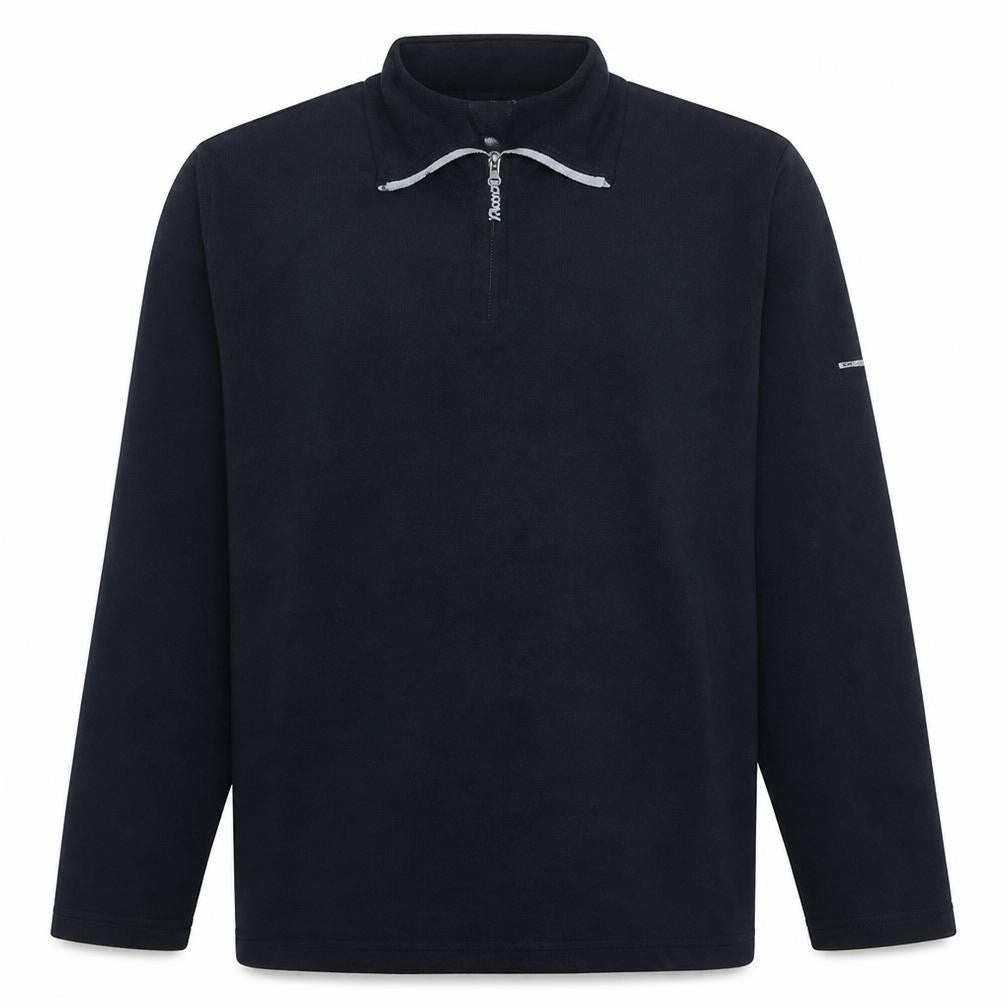 Front view of Reebok men’s black l 1/4 zip pullover sweatshirt