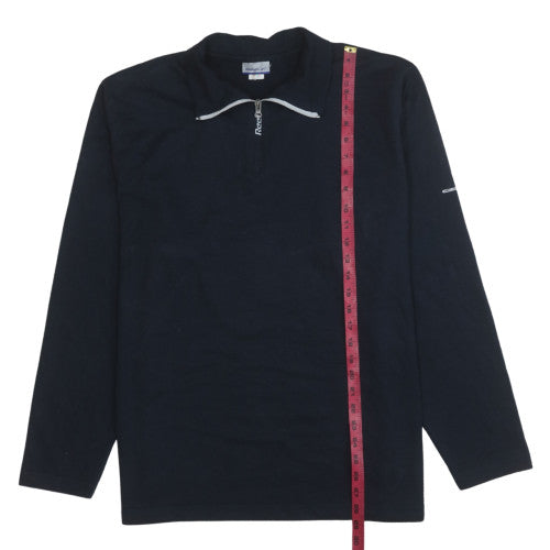 Reebok Mens Black L 1/4 Zip Pullover Sweatshirt