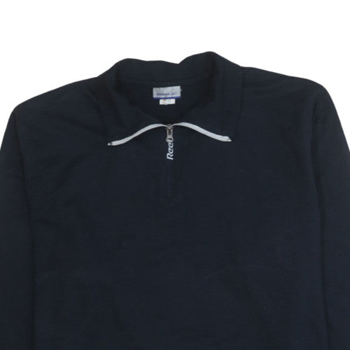 Reebok Mens Black L 1/4 Zip Pullover Sweatshirt