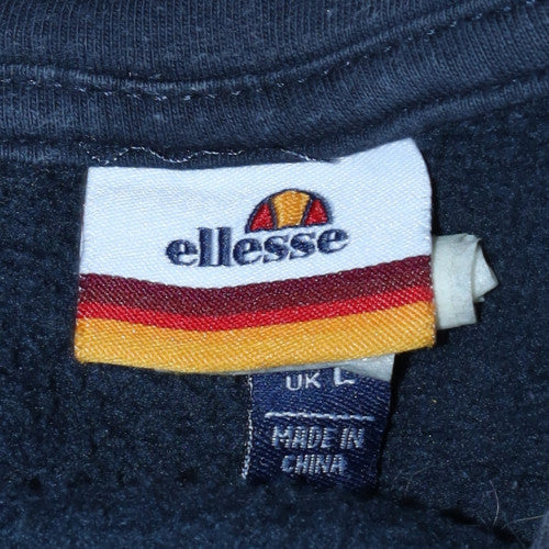 Ellesse Men's Navy Hoodie L Pullover Graphic Logo Cotton Blend