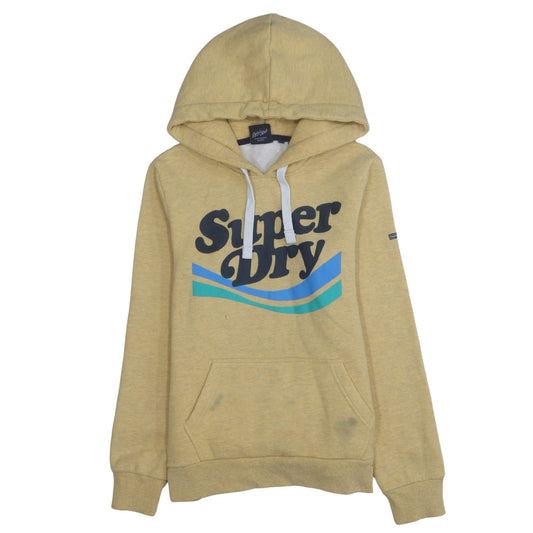 Superdry Womens Beige Pullover Hoodie Size 12 Graphic Print