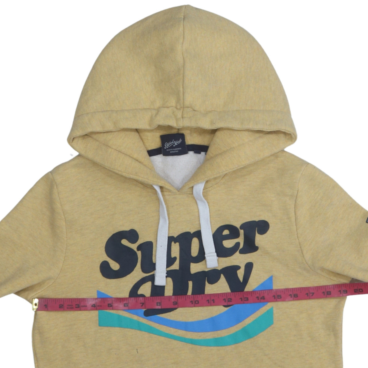 Superdry Womens Beige Pullover Hoodie Size 12 Graphic Print