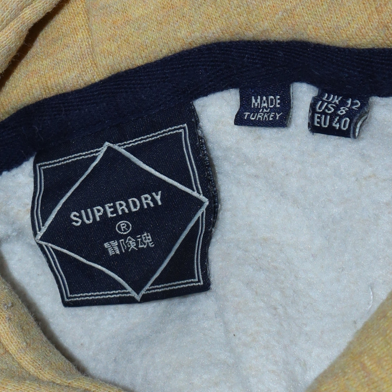 Superdry Womens Beige Pullover Hoodie Size 12 Graphic Print