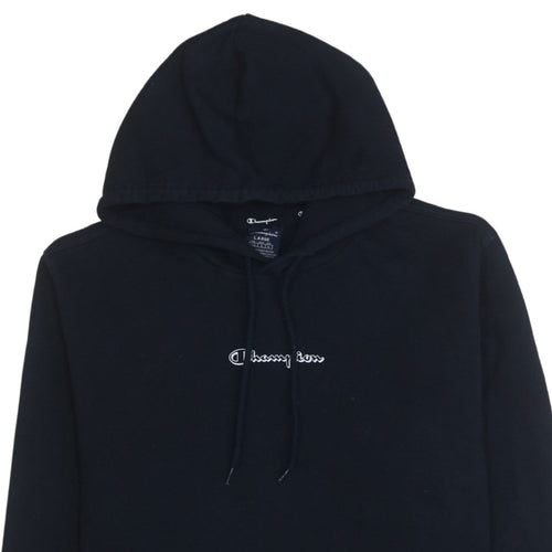Champion Men's Black Pullover Hoodie Large Logo Fleece Sweatshirt