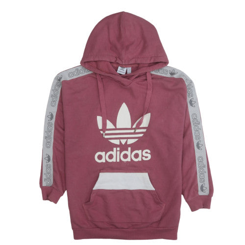 Adidas Womens Pink Hooded Pullover Sweatshirt UK 10 Logo Design