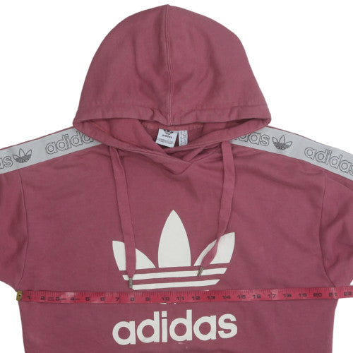 Adidas Womens Pink Hooded Pullover Sweatshirt UK 10 Logo Design