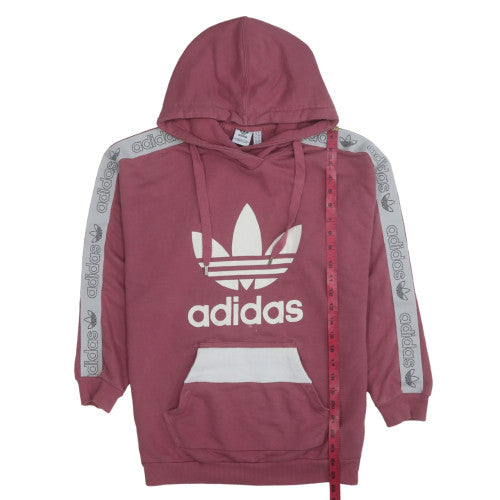 Adidas Womens Pink Hooded Pullover Sweatshirt UK 10 Logo Design