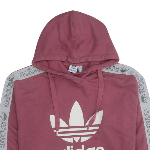 Adidas Womens Pink Hooded Pullover Sweatshirt UK 10 Logo Design