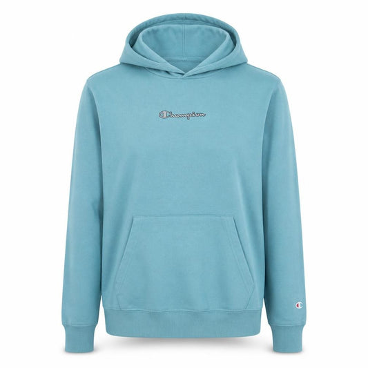Front view of Champion girls’ blue 2xl pullover hoodie with logo front pocket