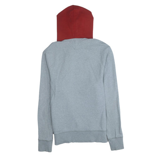 Tommy Hilfiger Mens Grey Red Hooded Pullover Sweatshirt M