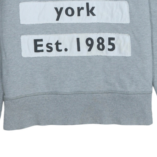 Tommy Hilfiger Mens Grey Red Hooded Pullover Sweatshirt M