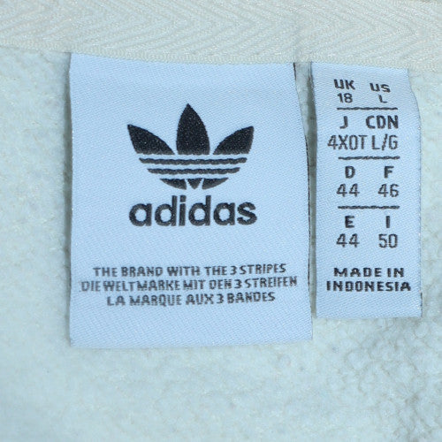 Adidas Women White Pullover Hoodie Size 18 Cotton Fleece