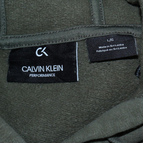 Calvin Klein Men’s Green Pullover Hoodie Fleece L Regular Fit