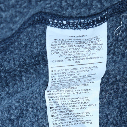 Converse Men's Blue Pullover Hoodie M Regular Fit Cotton Blend