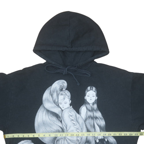 Zara Women Black Pullover Hoodie Graphic Print Long Sleeve Size L